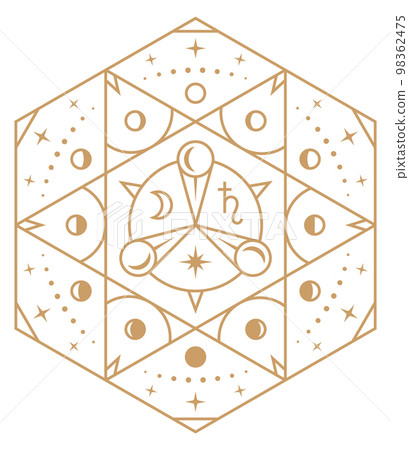 Mystic tarot element. Esoteric ritual shape template Mystic tarot element. Esoteric ritual shape template 98362475