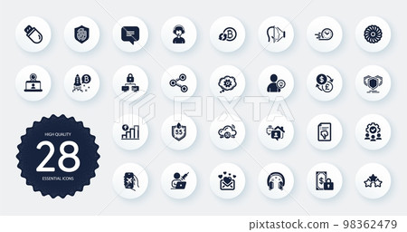 Set of Technology icons, such as Headphones, Refresh bitcoin and Ph neutral flat icons. Thumb down, Flight mode, Work home web elements. Teamwork, Video conference, Ranking stars signs. Vector Set of Technology icons, such as Headphones, Refresh bitcoin and Ph neutral flat icons. Thumb down, Flight mode, Work home web elements. Teamwork, Video conference, Ranking stars signs. Vector 98362479