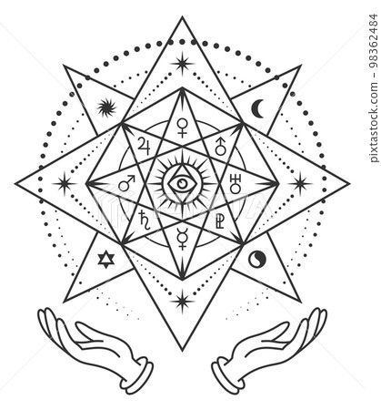 Sacred geometry mystic tattoo art Royalty Free Vector Image