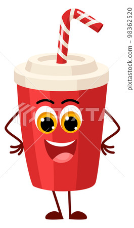 Drink cup mascot. Funny smiling cartoon character Drink cup mascot. Funny smiling cartoon character 98362520