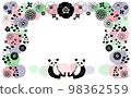 Cute hand drawn frame with nordic flowers and pandas 98362559
