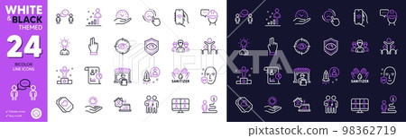 Click hand, Internet app and Stats line icons for website, printing. Collection of Support, Dislike, Consulting business icons. Foreman, Delivery market, Love ticket web elements. Vector 98362719