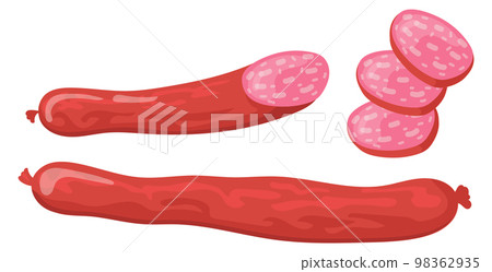 Sliced pepperoni cartoon icon. Traditional italian sausage 98362935