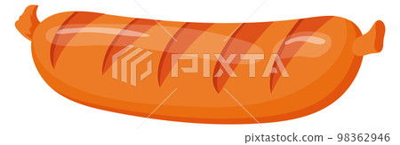 Grilled sausage cartoon icon. Roasted barbecue symbol Grilled sausage cartoon icon. Roasted barbecue symbol 98362946