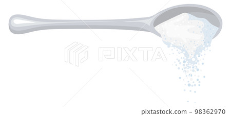 Spoon with white powder. Cooking ingredient...-插圖素材 [98362970] - PIXTA圖庫