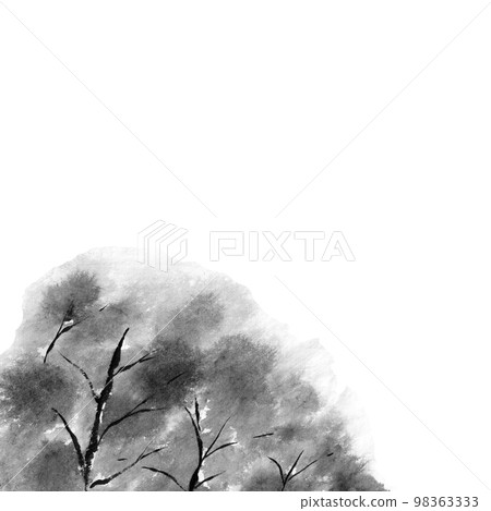 Image background monochrome illustration of trees hit by rain (ink hand-drawn illustration) Image background monochrome illustration of trees hit by rain (ink hand-drawn illustration) 98363333