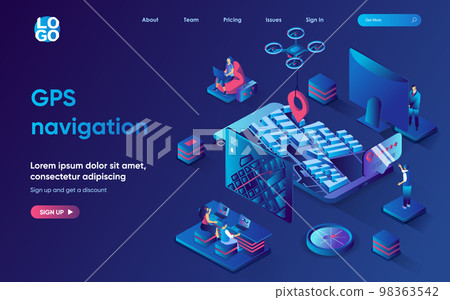 GPS navigation concept isometric landing page. Online tracking on the city map, transportation and routing with app, 3d web banner template. Vector illustration with people scene in flat design GPS navigation concept isometric landing page. Online tracking on the city map, transportation and routing with app, 3d web banner template. Vector illustration with people scene in flat design 98363542
