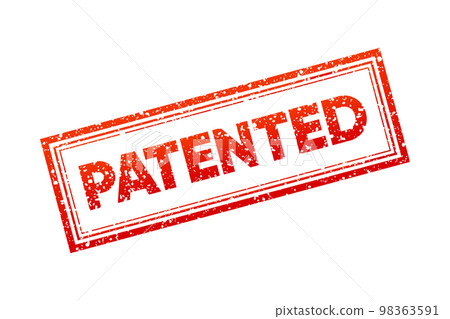 Red Patented square stamp on a white background. Patent Stamp badge. Patented licensed badge label. Vector illustration. Red Patented square stamp on a white background. Patent Stamp badge. Patented licensed badge label. Vector illustration. 98363591