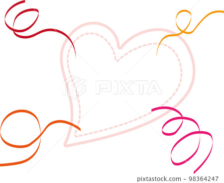 Pretty pink heart-shaped frame and soaring ribbon Pretty pink heart-shaped frame and soaring ribbon 98364247