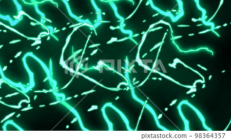 Abstract green energy light strings or waves background  98364357