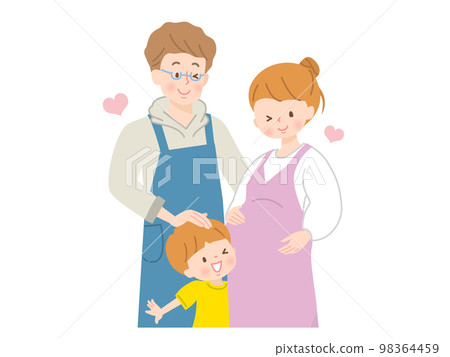 Vector illustration material of a family who can't wait to give birth 98364459