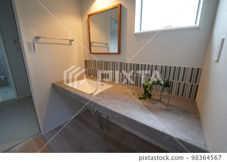 A new house with a wide and long washbasin counter 98364567