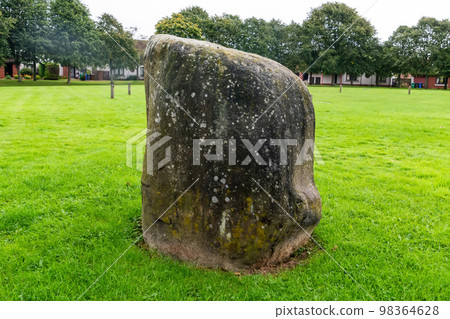Standing stone at Balfarg prehistoric site in Glenrothes, Scotland. Standing stone at Balfarg prehistoric site in Glenrothes, Scotland. 98364628