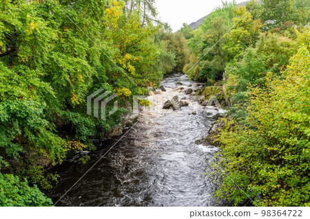 View of Clunie Water river in Aberdeenshire, Scotland. View of Clunie Water river in Aberdeenshire, Scotland. 98364722