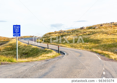 Single-track road running from Tornapress to Applecross in Scotland via Bealach na Ba pass (626m). 98365074