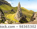 A rocky pinnacle of the Old Man of Storr cliffs in the Isle of Skye in Scotland. 98365302