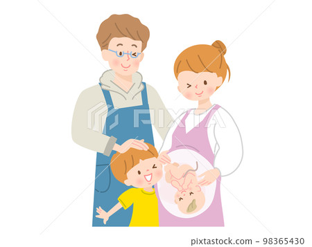 Vector illustration material of a family who can't wait to give birth Vector illustration material of a family who can't wait to give birth 98365430