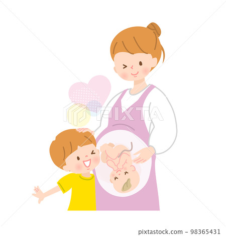 Vector illustration material of mom and boy who can't wait to give birth Vector illustration material of mom and boy who can't wait to give birth 98365431