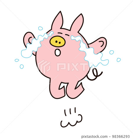 Happy pig jumping 98366293