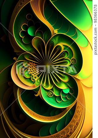 Artistic design green flower fractal art 98366378