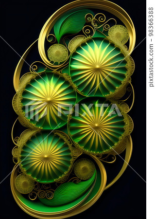 Artistic design green flower fractal art 98366388