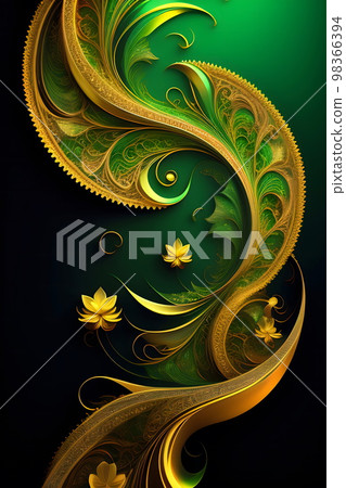 Artistic design green flower fractal art 98366394