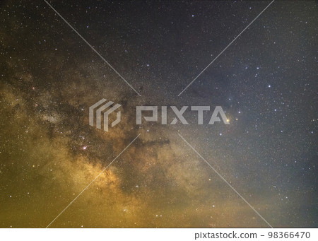 The starry sky in early summer, near the constellation Scorpio in the summer Milky Way The starry sky in early summer, near the constellation Scorpio in the summer Milky Way 98366470