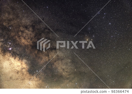 The starry sky in early summer, near the constellation Scorpio in the summer Milky Way 98366474