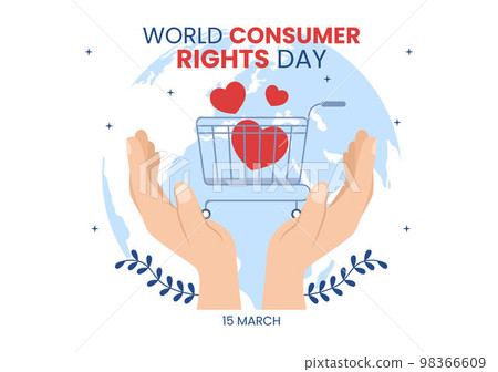 World Consumer Rights Day Illustration with Shopping, Bags and Needs of Consumers for Web Banner or Landing Page in Flat Cartoon Hand Drawn Templates 98366609
