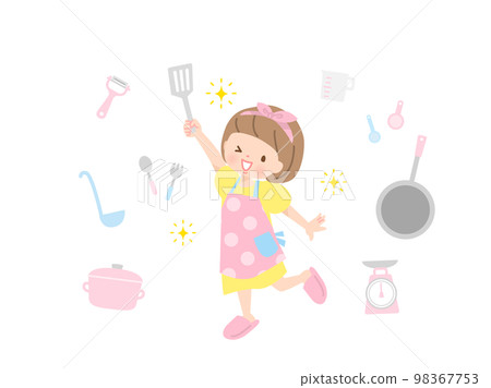 Image illustration of a girl cooking 98367753