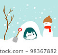 Snowman and cat 98367882