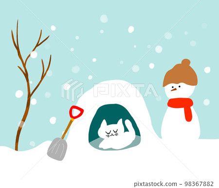 Snowman and cat 98367882