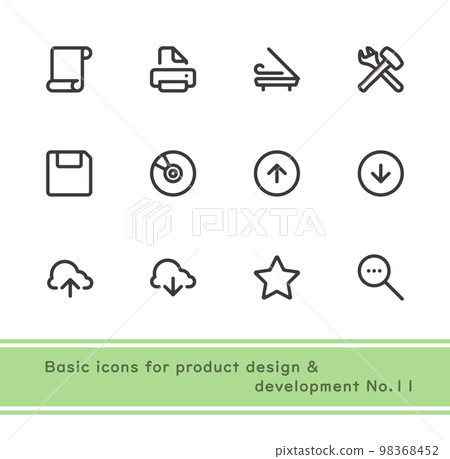 產品設計和開發所必需的基本簡單圖標集No.11 98368452