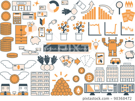 Illustration set about various assets and money Illustration set about various assets and money 98368472