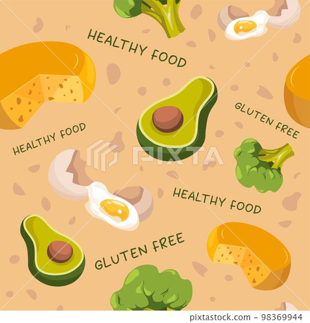 Healthy food, vegetables and cheese pattern print 98369944