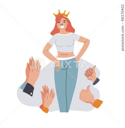 Female character with high self esteem praises 98370402