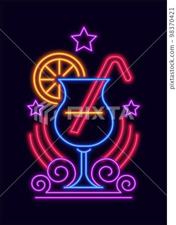 Neon sign for night club with cocktails and drinks Neon sign for night club with cocktails and drinks 98370421