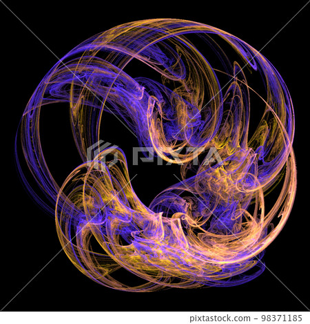 bright yellow-blue abstract pattern on black, color digital graphics, background, design 98371185