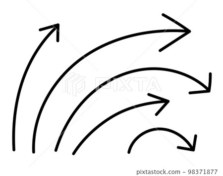 Hand drawn curve arrow variation set (thin line) 98371877