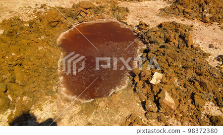 Close-up view to salt pan at Katam aka Baramar lake group of Ounianga kebir lakes at the Ennedi, Chad 98372380