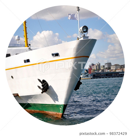 White cruise ship ferry transport, Sirkeci Istanbul Turkey 98372429