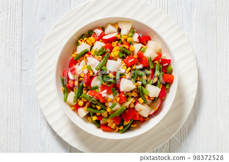 corn, radish, jicama, pepper, green bean salad 98372528