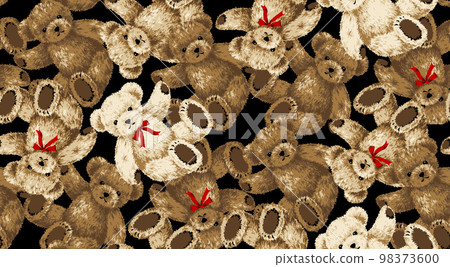 Cute plush toy bear pattern seamless design material Cute plush toy bear pattern seamless design material 98373600