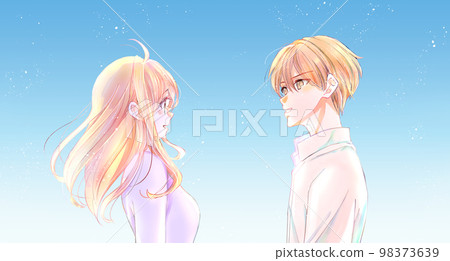 凝視彼此藍天的男人和婦女 98373639