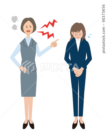 A boss who yells at a female subordinate A boss who yells at a female subordinate 98373656