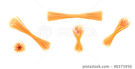 Spaghetti icon set, dry italian pasta in different angle view 3d render. Realistic mockup long noodle, yellow vermicelli from durum wheat isolated on white background, natural product Spaghetti icon set, dry italian pasta in different angle view 3d render. Realistic mockup long noodle, yellow vermicelli from durum wheat isolated on white background, natural product 98373956
