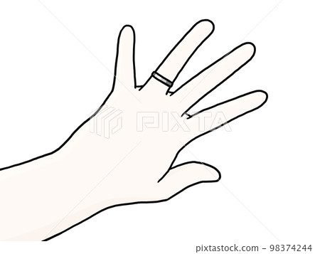 無名指上戴戒指的手的插圖(白手) 無名指上戴戒指的手的插圖(白手) 98374244