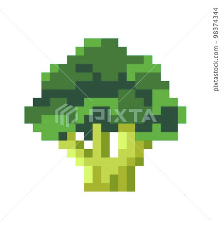 Pixel broccoli vegetable, veggies pixelated art 98374344