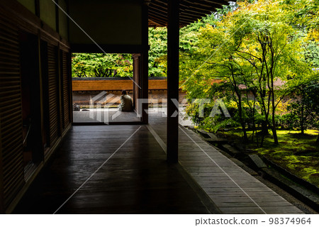 京都：雨中的龍安寺石庭和北條迴廊 98374964