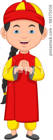 happy Chinese boy cartoon 98375016